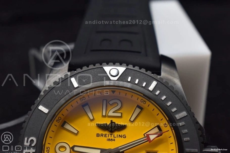 Yellow Automatic Best Edition Bezel Dial 44 1175 GoAnywhere Strap TF Black on Black Superocean A Rubber 1:1 0101